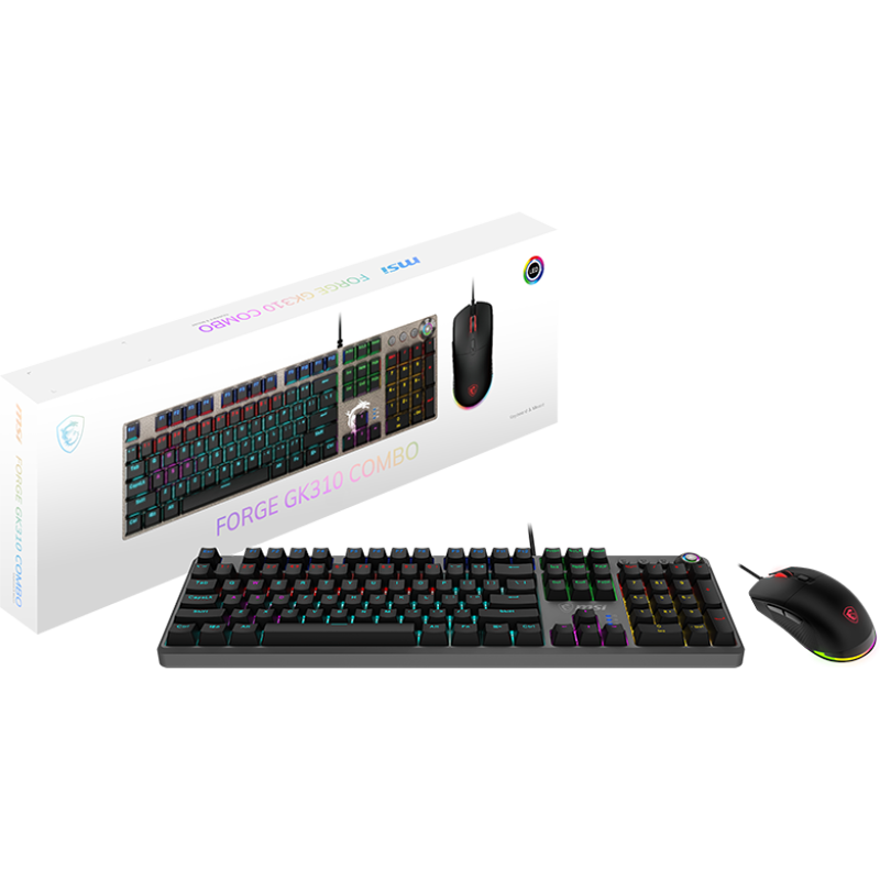 MSI Forge GK310 RGB Gaming USB Hot Swappable Keyboard & Mouse Combo