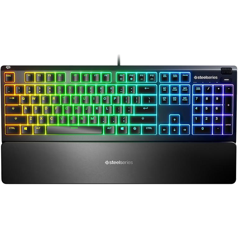 Steelseries Apex 3 Gaming Keyboard w/ SteelSeries Whisper-Quiet Switches, 10 RGB LED Zones, IP32 Water Resistant